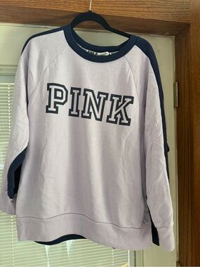 PINK Victoria's Secret Lavender Crewneck with Navy Trim